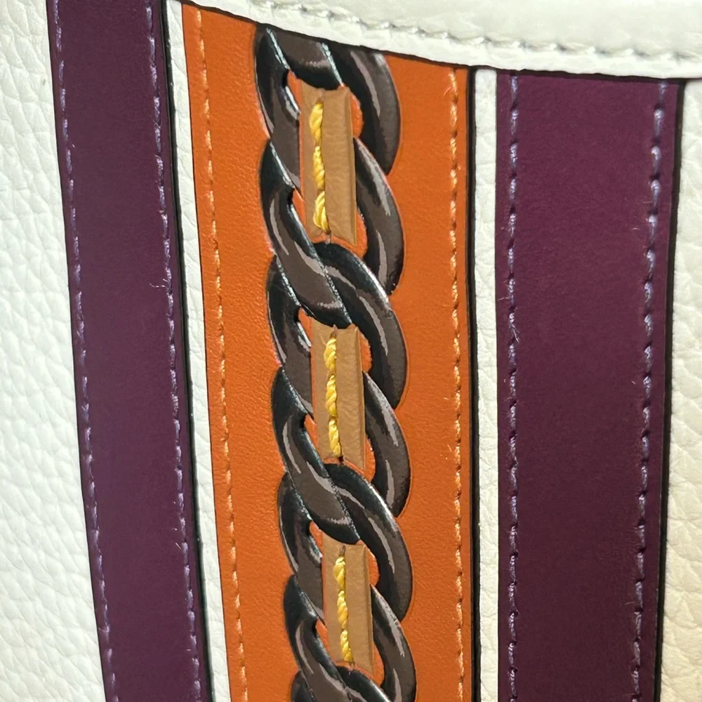 COACH 1941 Emery Varsity Stripe Glovetanned Pebble Leather Crossbody in Chalk - Picture 3 of 13